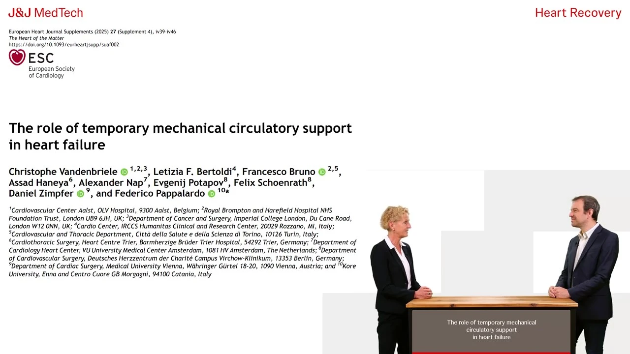 <strong>European Heart Journal Supplements: Prof. Christophe Vandenbriele Discusses the Role of Temporary Mechanical Circulatory Support (tMCS) in Heart Failure</strong>